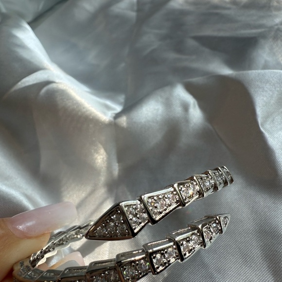 Serpenti Snake Crystal Silver Cuff Bracelet adjustable - Picture 9 of 10